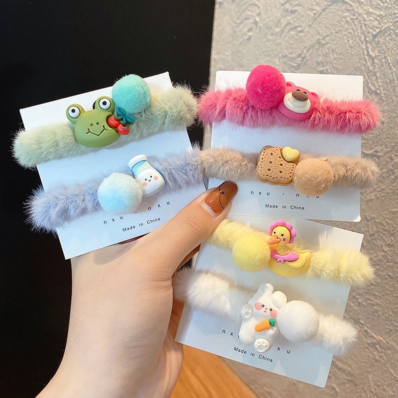 【kifli】Dây buộc tóc cao su vải lông nhung màu kẹo ngọt phong cách Hàn Quốc dễ thương