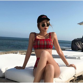 CÓ SẴN bikini thể thao kẻ caro đỏ