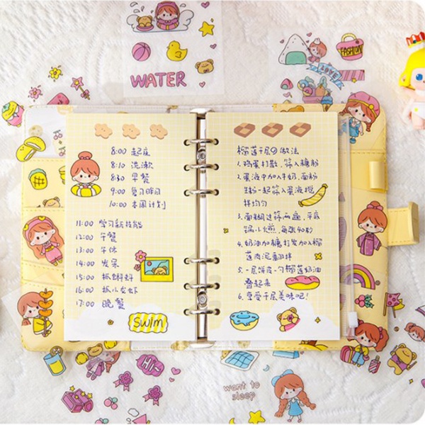 Set 20 / 100 Tấm Sticker Dán Trang Trí Điện Thoại / Nhật Ký Hình Cô Gái Dễ Thương