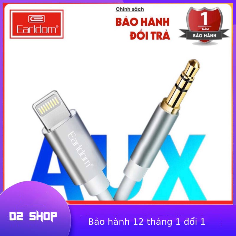 [Xả hàng tết] Jack Kết Nối Earldom AUX-22 Chân Lightning Ra Chân 3.5 Lấy Âm Thanh Video Audio Lấy Nhạc Ra Loa Dành Cho