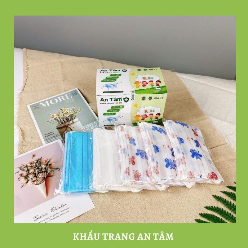 [Hộp 50 Cái] Khẩu Trang Y Tế Trẻ Em 4 Lớp An Tâm