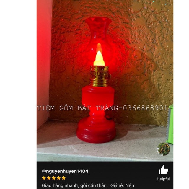 Đèn dầu LED điện tử dùng pin , đèn để bàn thờ gia tiên, thần tài