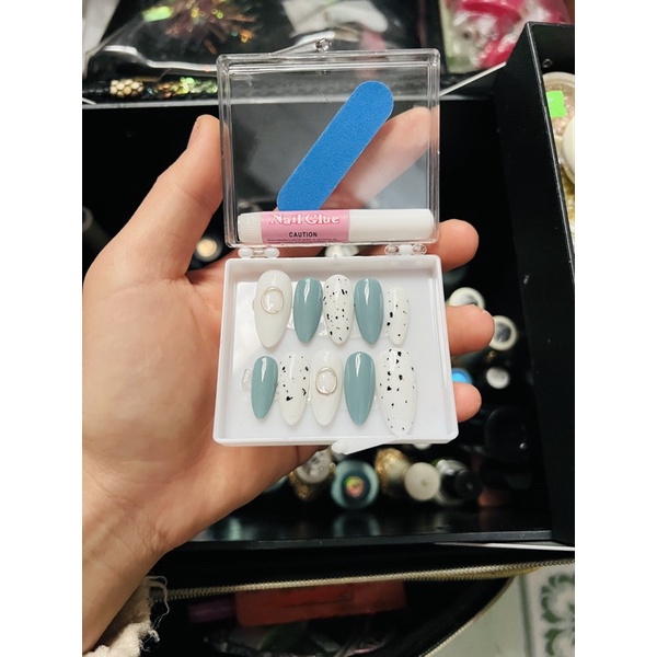 Móng up màu trắng tráng gương tặng keo vs dũa