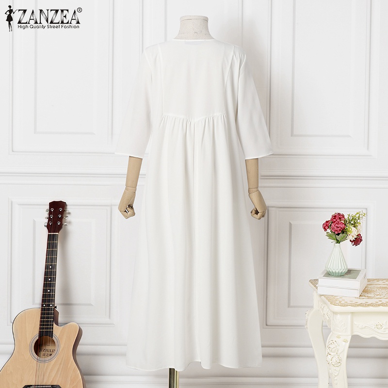 Đầm Zanzea dài tay 3/4 thêu họa tiết phong cách cổ điển dành cho nữ