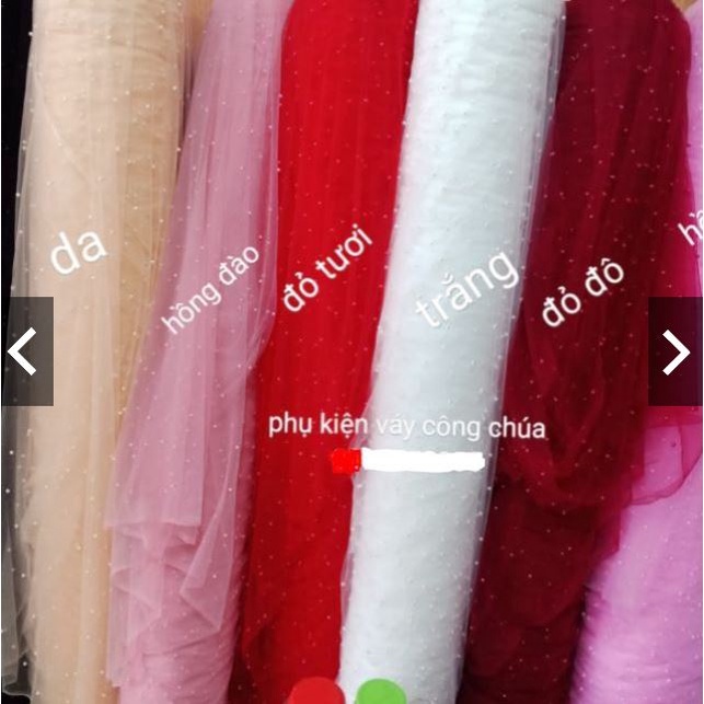 ⚡Rẻ vô địch⚡ Vải voan lưới ren đính hạt trai nhựa loại hạt đều dùng chụp sản phẩm, chụp nail, làm phông nền trang trí