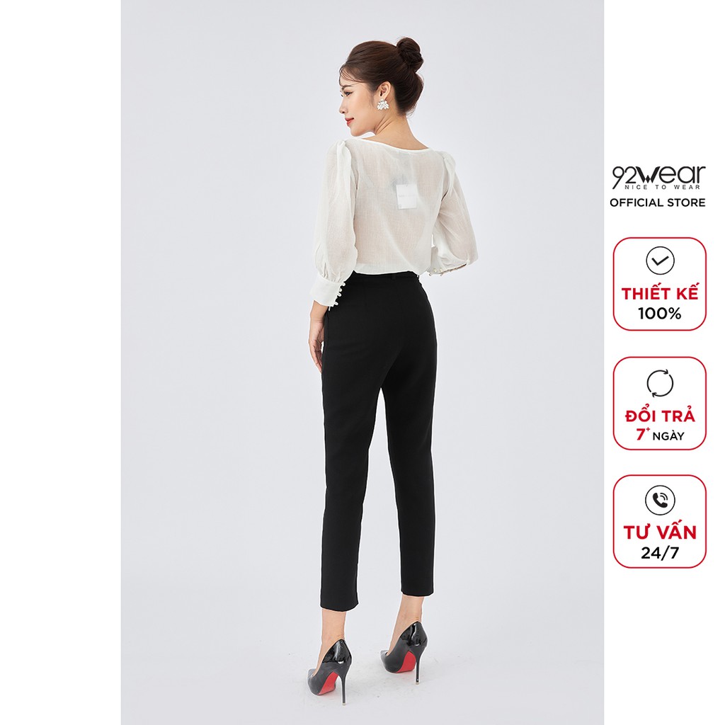 Quần tây nữ công sở 92WEAR ống bó kiểu dáng đơn giản, thanh lịch QOA1698