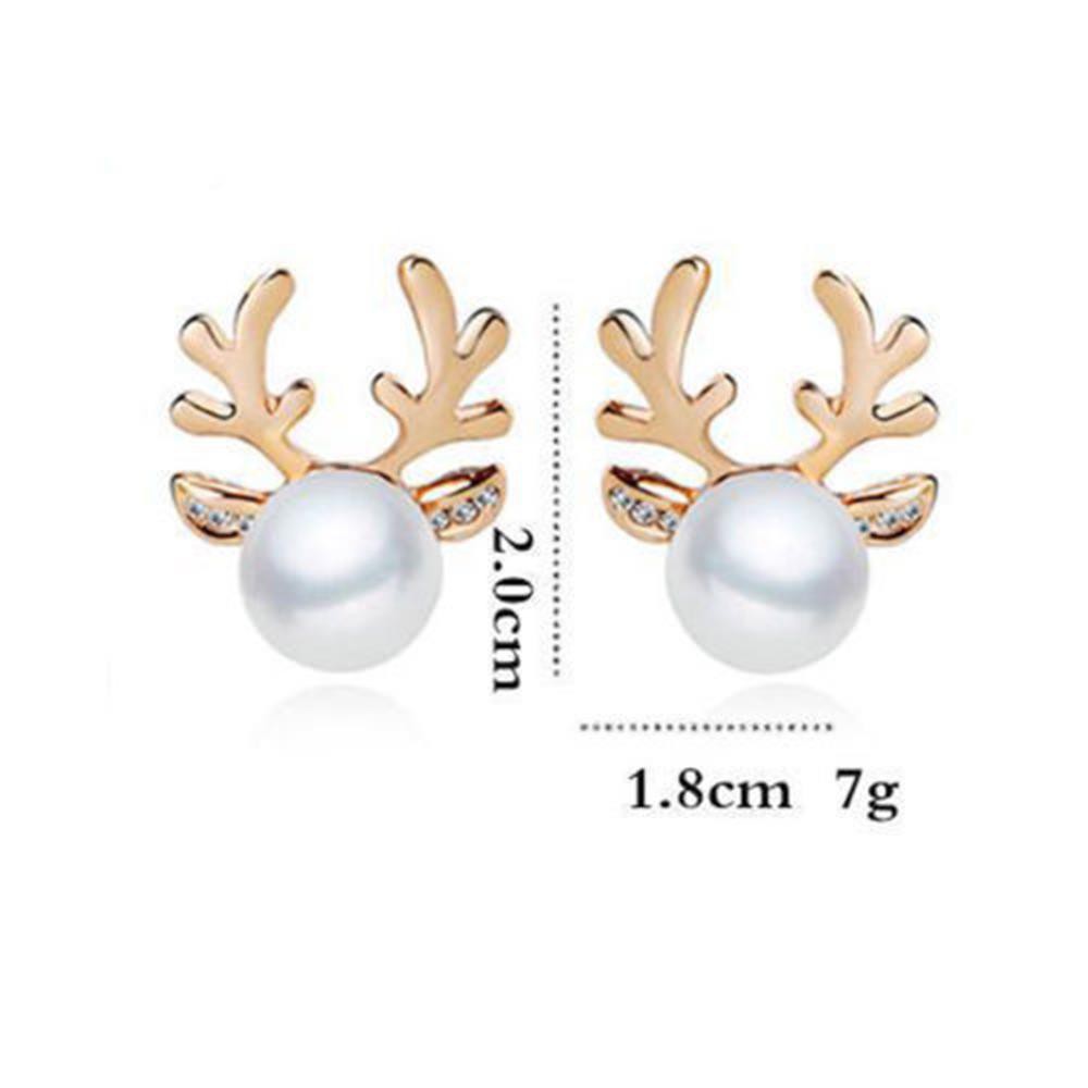 Đôi bông tai hình sừng hươu đính ngọc trai đáng yêu cho nữ