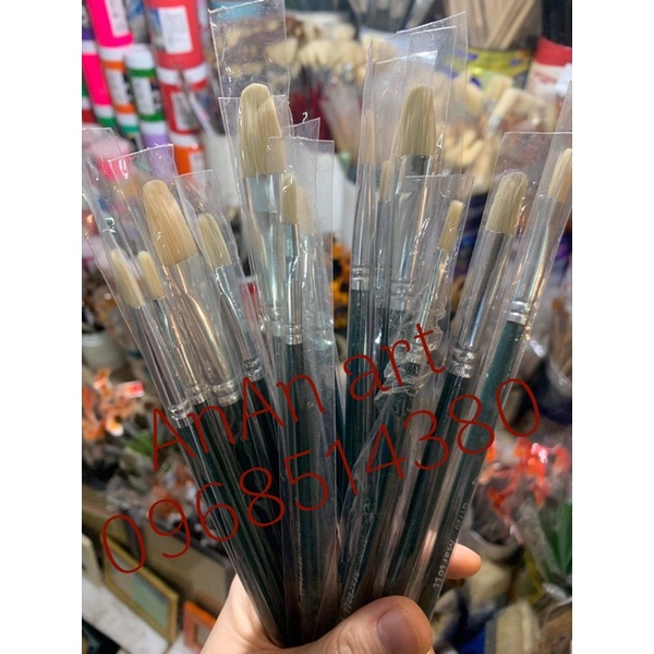 Cọ vẽ martoll đầu tròn lông lợn dùng cho màu acrylic, sơn dầu...
