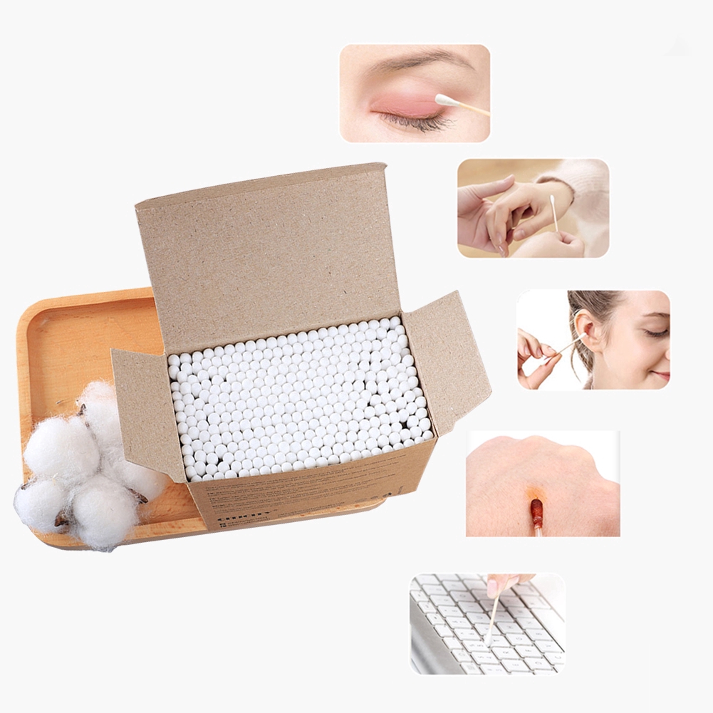 Disposable Double Head Cotton Swab/ Eco-Friendly Makeup Cotton Buds Swabs for Nose Ears Lips/ Women Beauty Tools