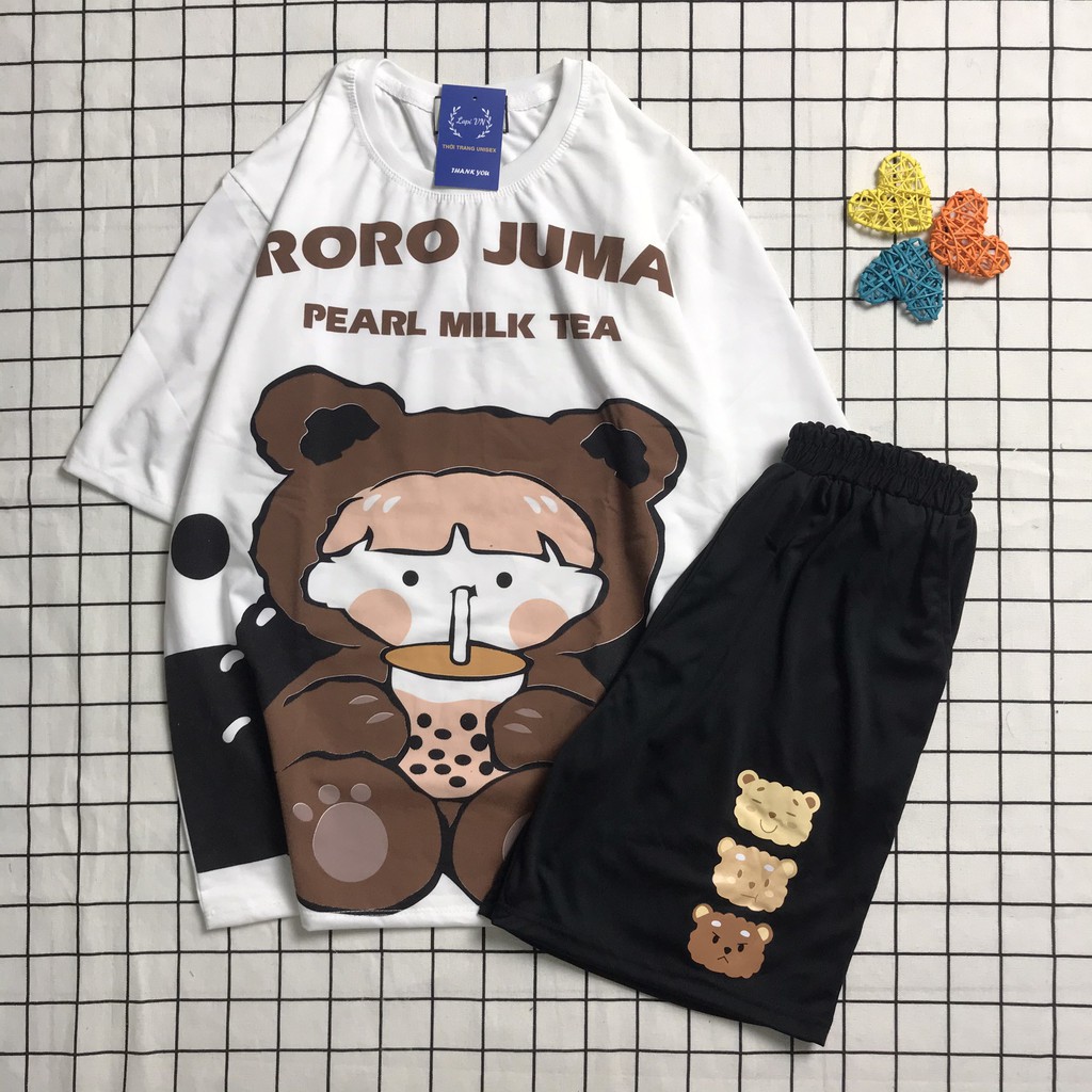 Đồ Bộ Hoạt Hình Unisex Tay Lỡ Gấu Roro Lapi VN, Đồ Bộ Cartoon, Freesize, Thun Cotton, Nam Nữ Đều Mặc Được