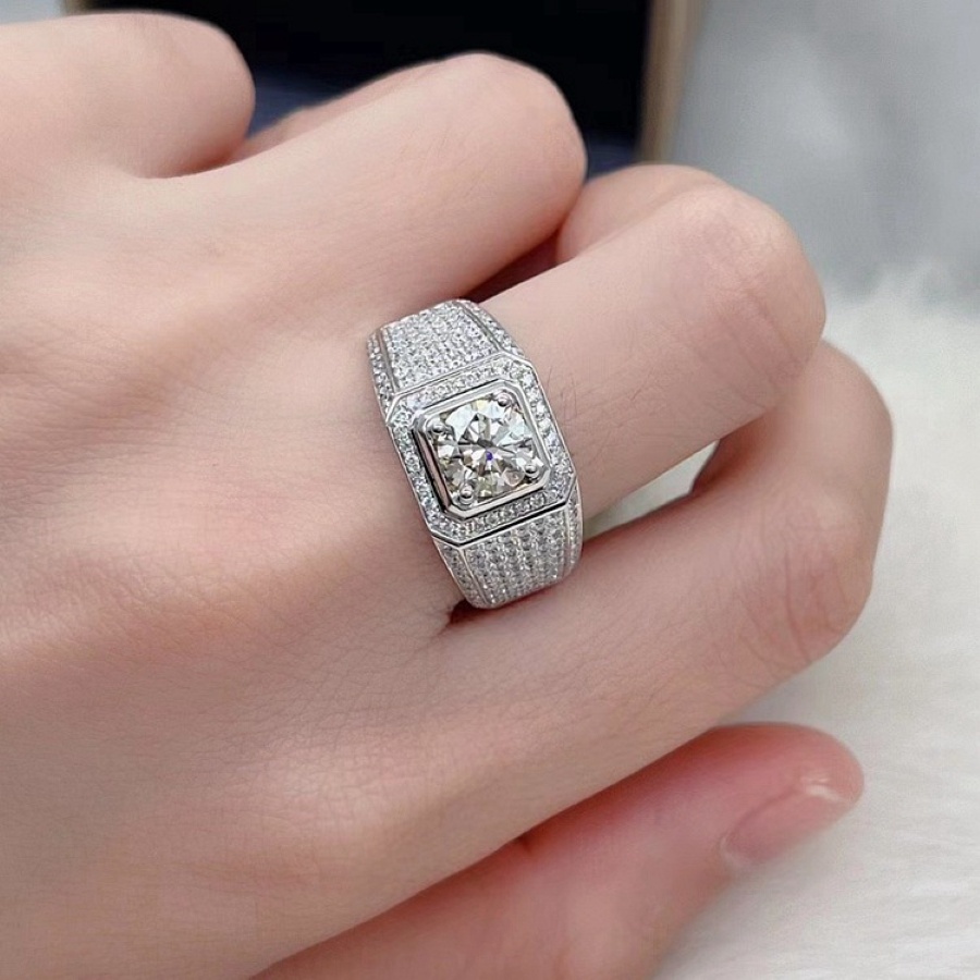 Nhẫn nam nữ đính đá thời trang phong cách cá tính, chất liệu thép titan không gỉ