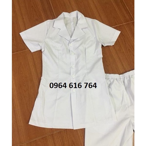 Áo blu nữ điều dưỡng, y dược dáng trùm mông, Áo blouse Spa, thẩm mỹ viện