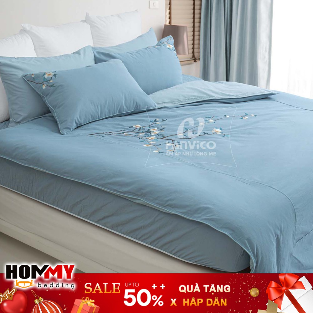 ❤️ Bộ Ga Chun Chần ❤️ Hanvico Blue Sky LN1 chất liệu vải linen cao cấp