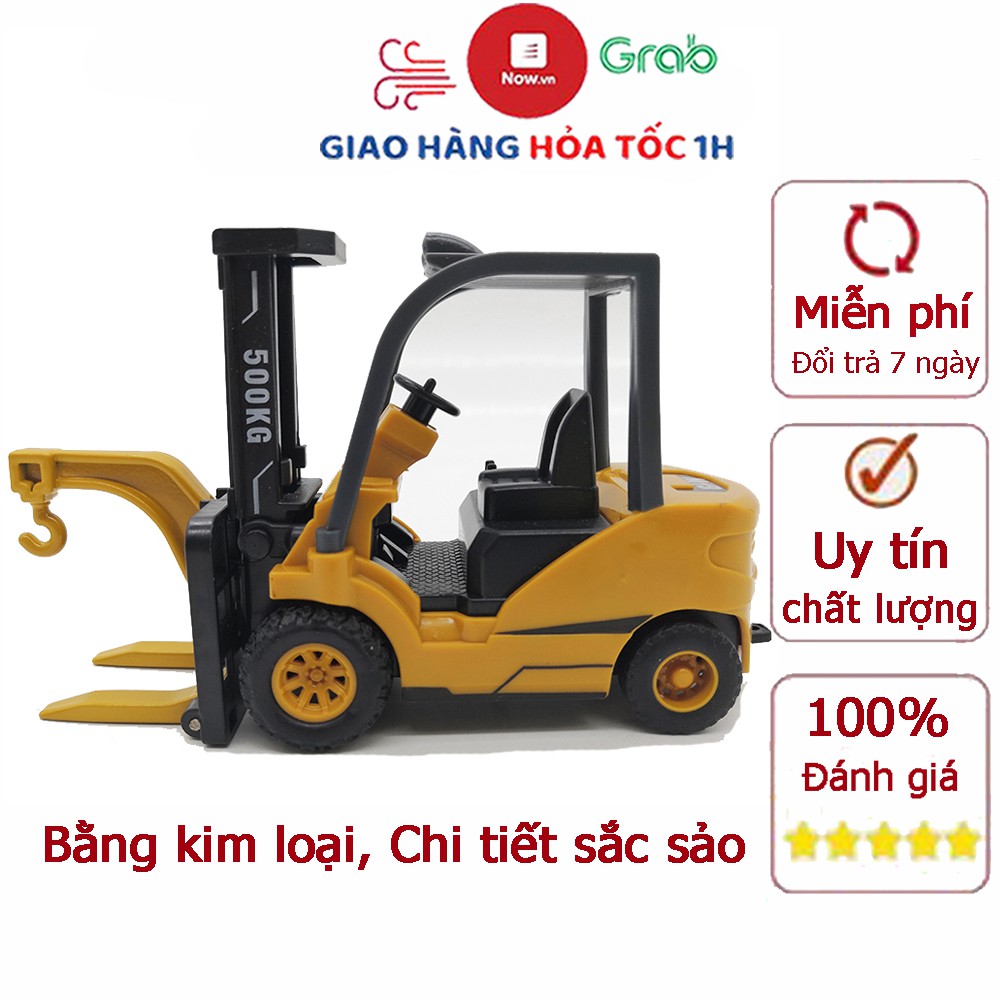 Đồ chơi mô hình xe nâng móc hàng chạy đà bằng hợp kim và nhựa an toàn, chạy được rất xa, chi tiết sắc sảo