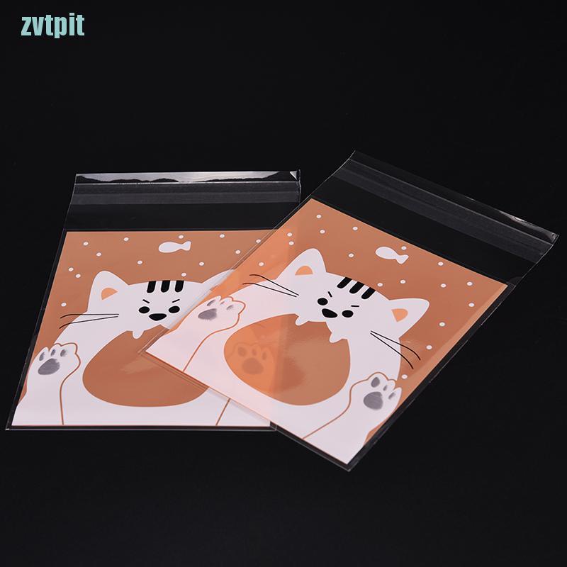 Set 100 Túi Đựng Bánh Kẹo Tự Dính Hình Động Vật Dễ Thương