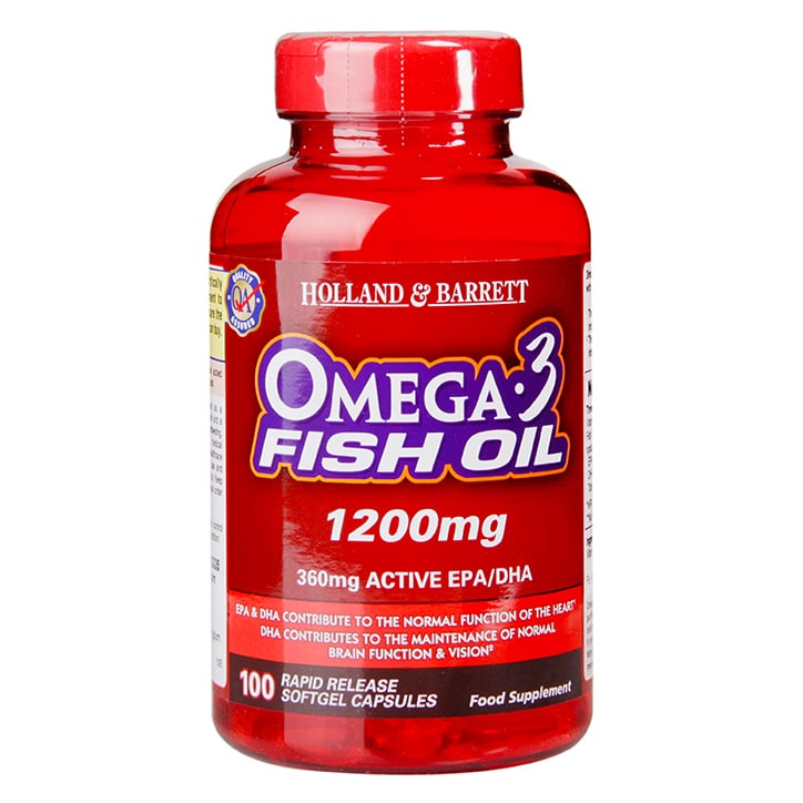 Dầu cá Omega 3 Dầu cá số 1 UK Holland & Barrett Omega-3 Fish Oil Đẹp Da, Sáng Mắt, Tốt Cho Tim Mạch 