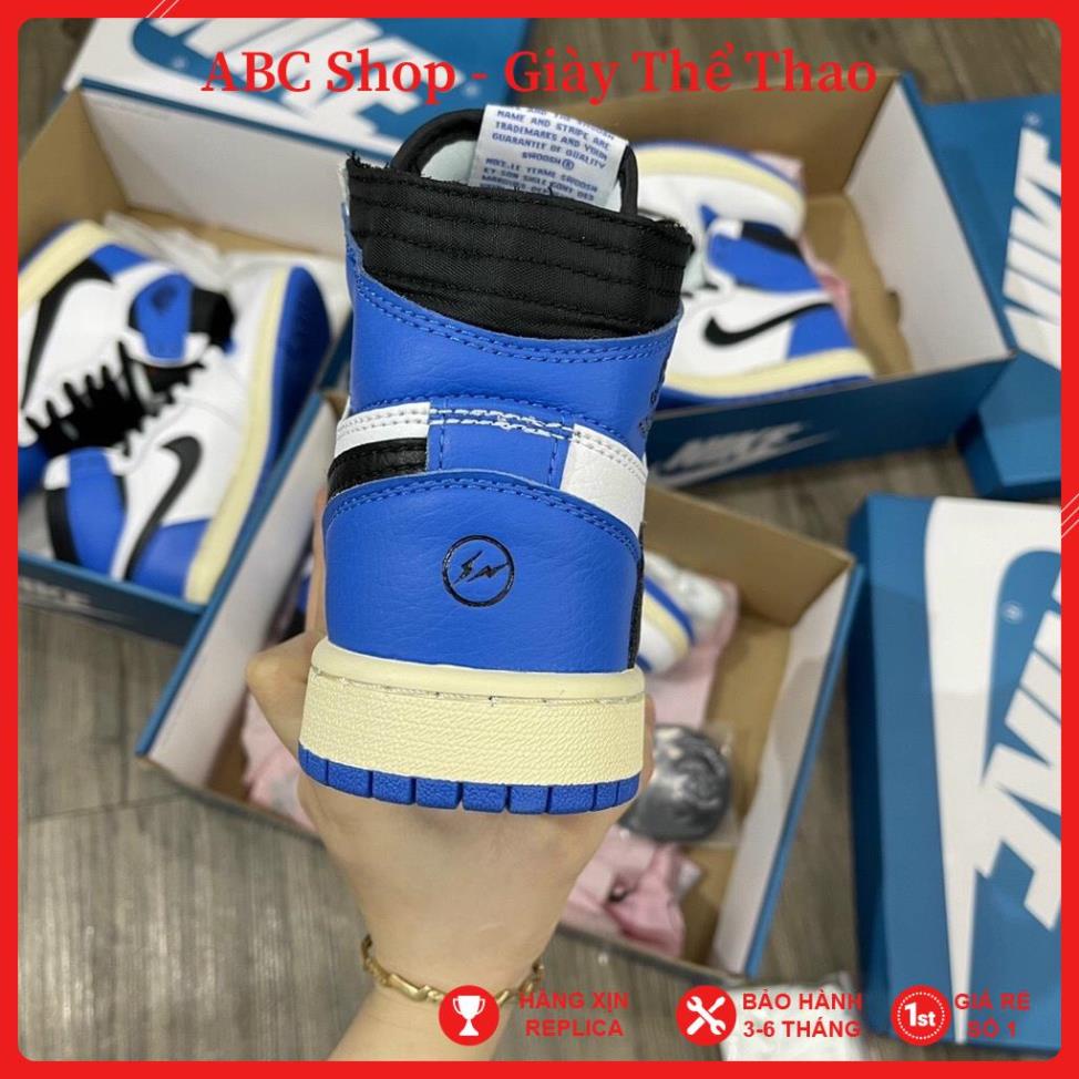 [FreeShip+ Hàng Xịn] Giày Jordan xanh trắng cao cổ, Giầy JD1 xanh trắng móc đen thấp Full box