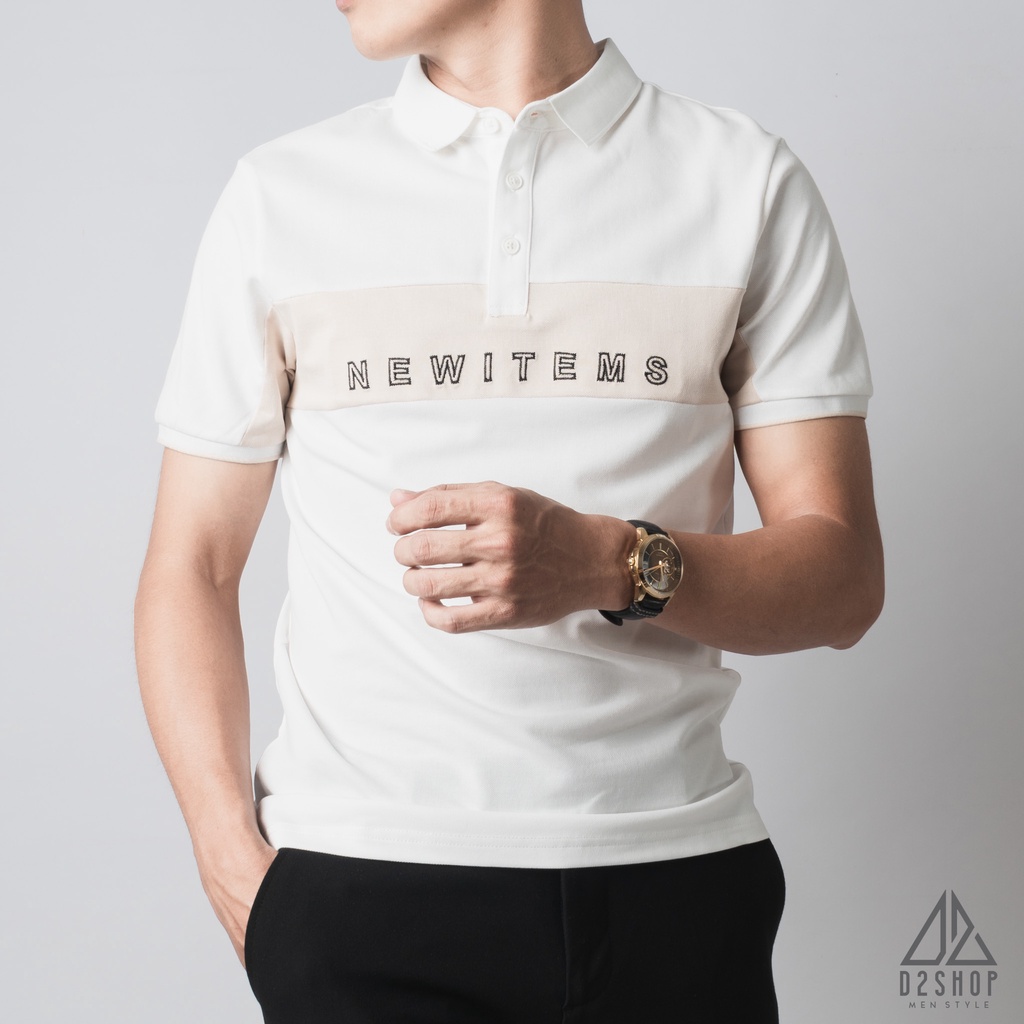Áo thun polo nam D2shop, áo polo nam phối ngực NEW ITEMS