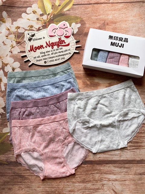 SIÊU ĐẸP _ Hộp 5 quần lót MUJI cotton vỏ trắng cao cấp (video thật) | BigBuy360 - bigbuy360.vn