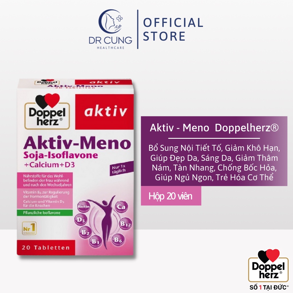 Bác Sĩ Cung Aktiv Meno Doppelherz - Viên Uống Bổ Sung Nội Tiết Tố Nữ, Nội Tiết Tố Nữ, Mầm Đậu Nành, Làm Đẹp Da (20/30V)