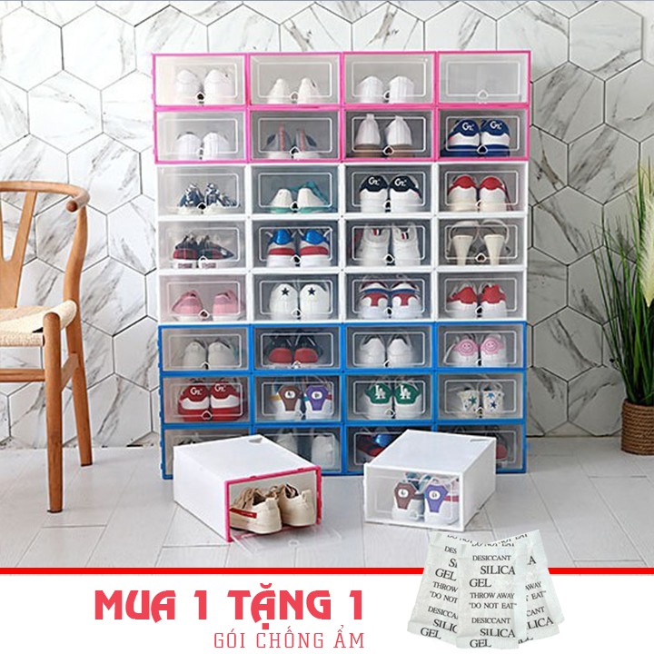 Combo 2 Hộp Đựng Giày Dép Nắp Trong Suốt Tiện, Thông Minh Lợi Size To