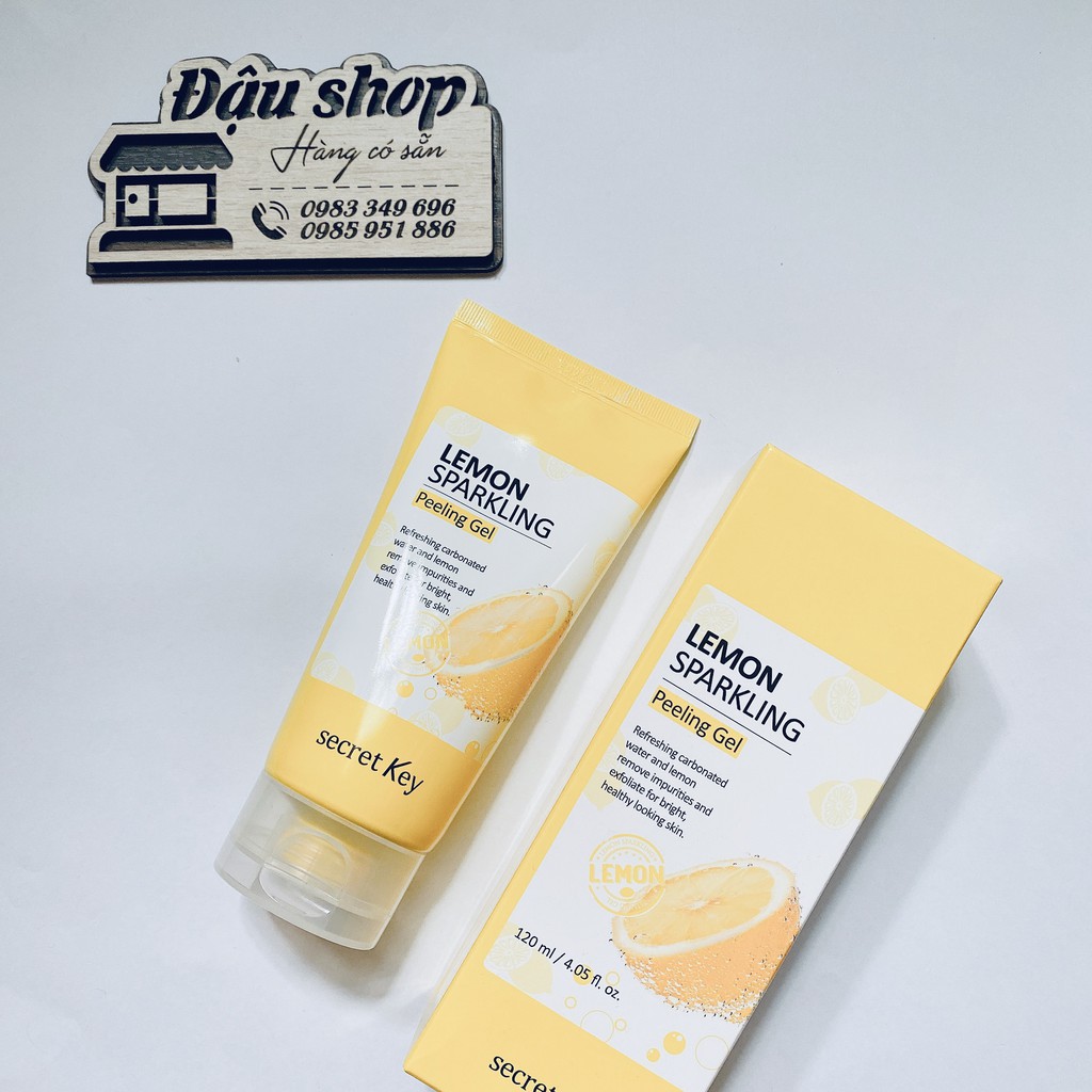 Gel tẩy tế bào chết làm trắng sáng da chiết xuất chanh tươi Secret key Lemon Sparkling Peeling Gel 120g