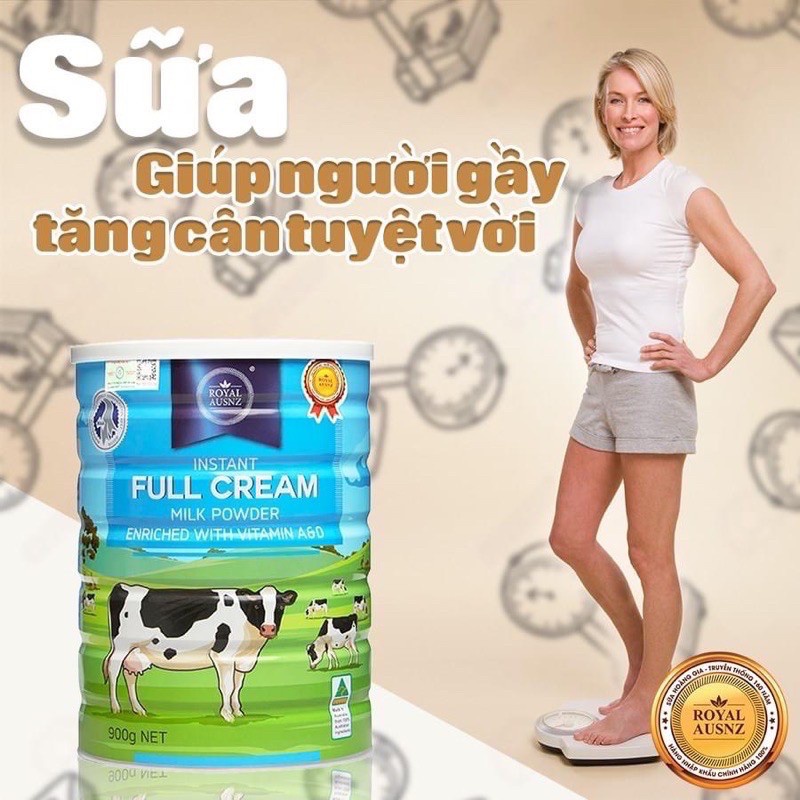 Sữa bột nguyên kem Hoàng Gia Úc Royal Ausnz Full Cream  900g bổ sung Vitamin A&D cho cả gia đình