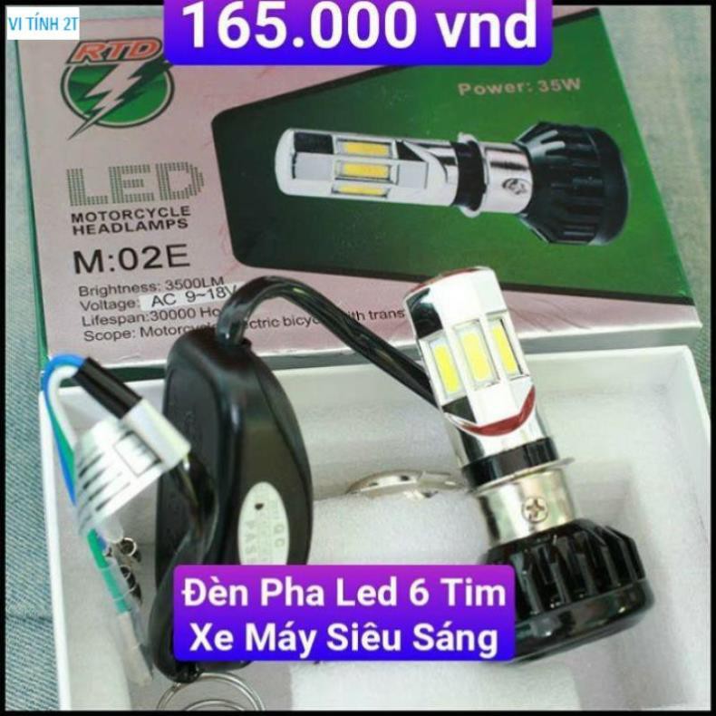 Đèn Pha Led 6 Tim Xe Máy Siêu Sáng