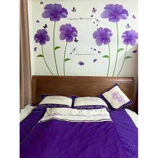 decal dán tường bộ đôi hoa tím