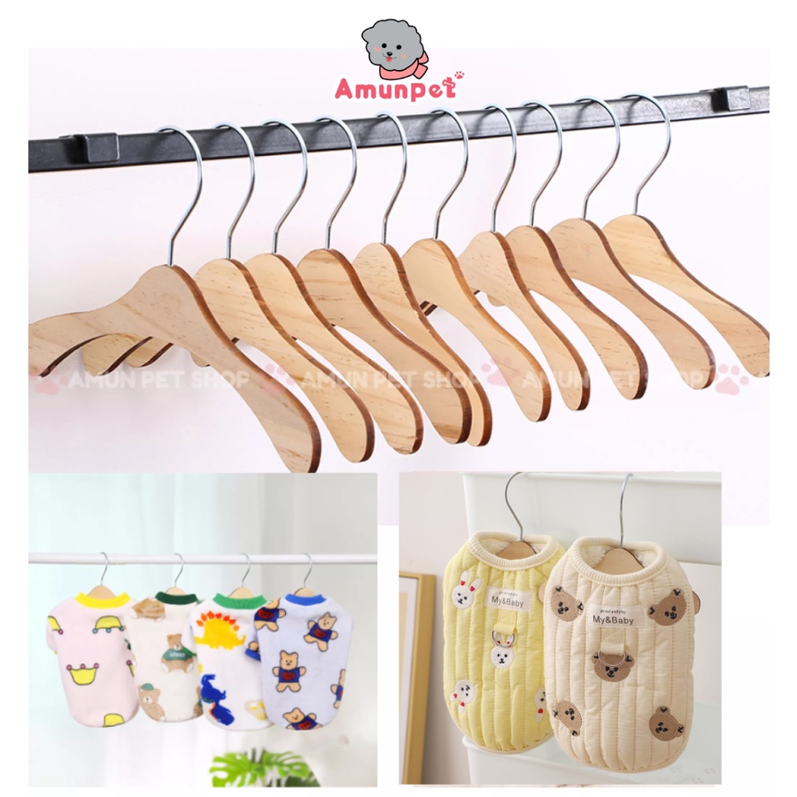 Móc Gỗ Treo Quần Áo Cho Chó Mèo Thú Cưng, Móc Size Bé Cho Quần Áo Trẻ Em, Treo Đồ Búp Bê Chất Lượng Cao Giá Rẻ AmunPet