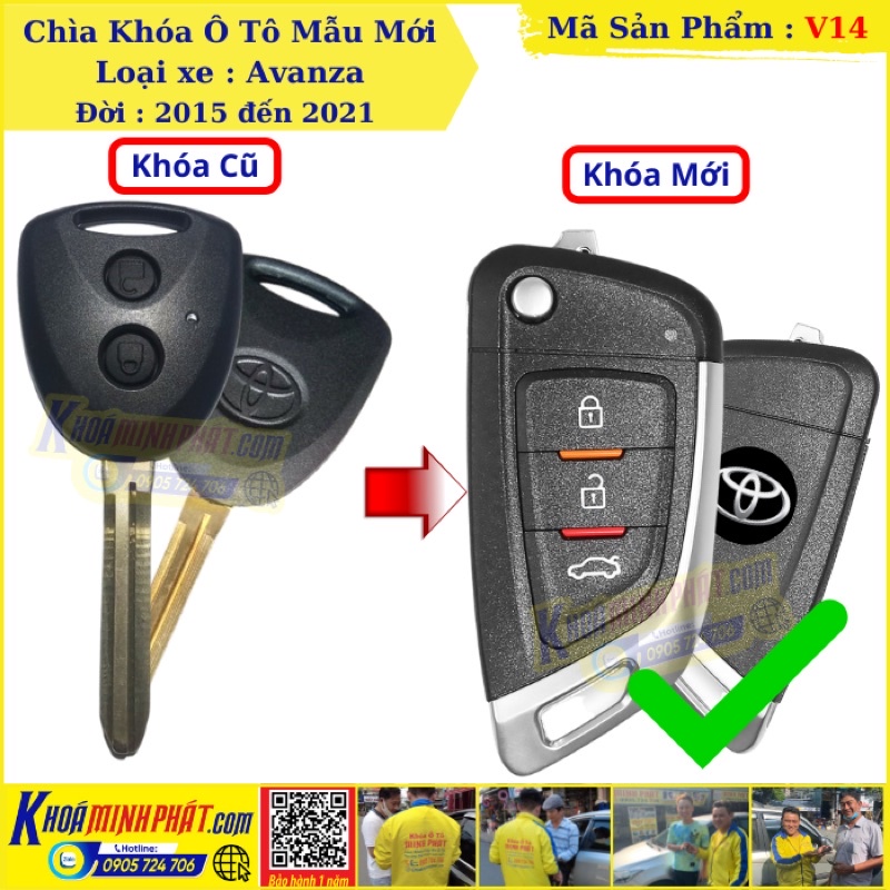 Chìa khóa Độ gấp xe Toyota Avanza mẫu V14