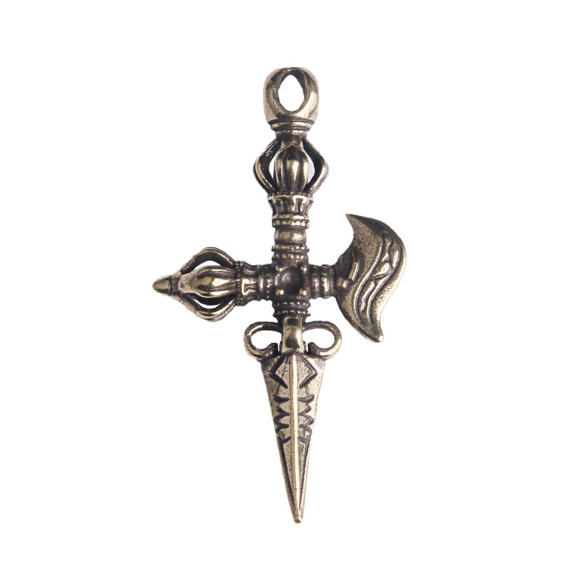 Mặt dây chuyền móc khóa trang sức hình lưỡi liềm bằng đồng thau phong cách Tây Tạng thời trang