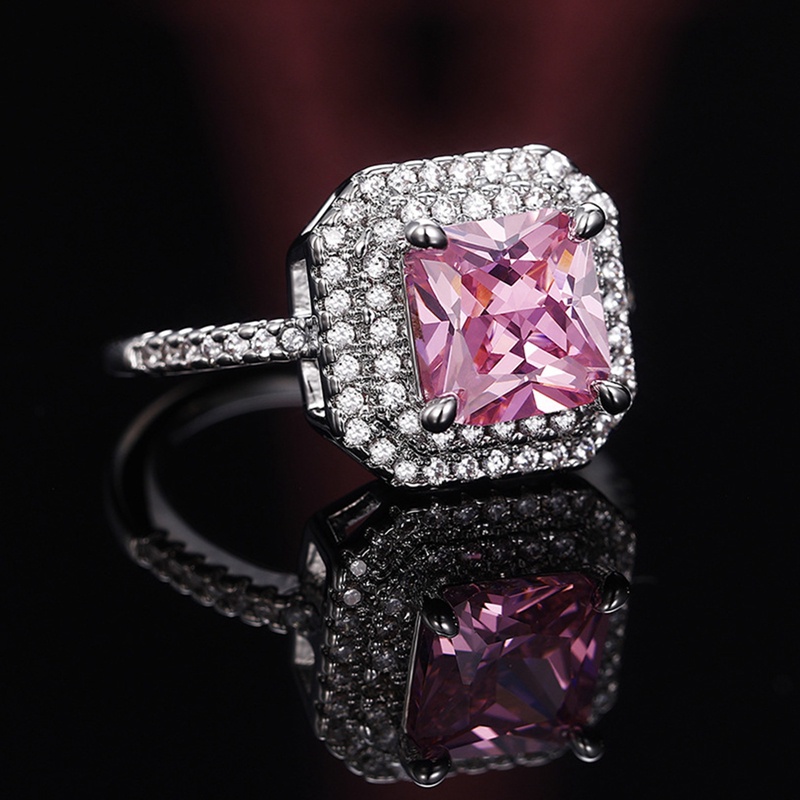 Nhẫn Đeo Tay Kim Loại Đính Đá Màu Hồng Sang Trọng Cho Nữ