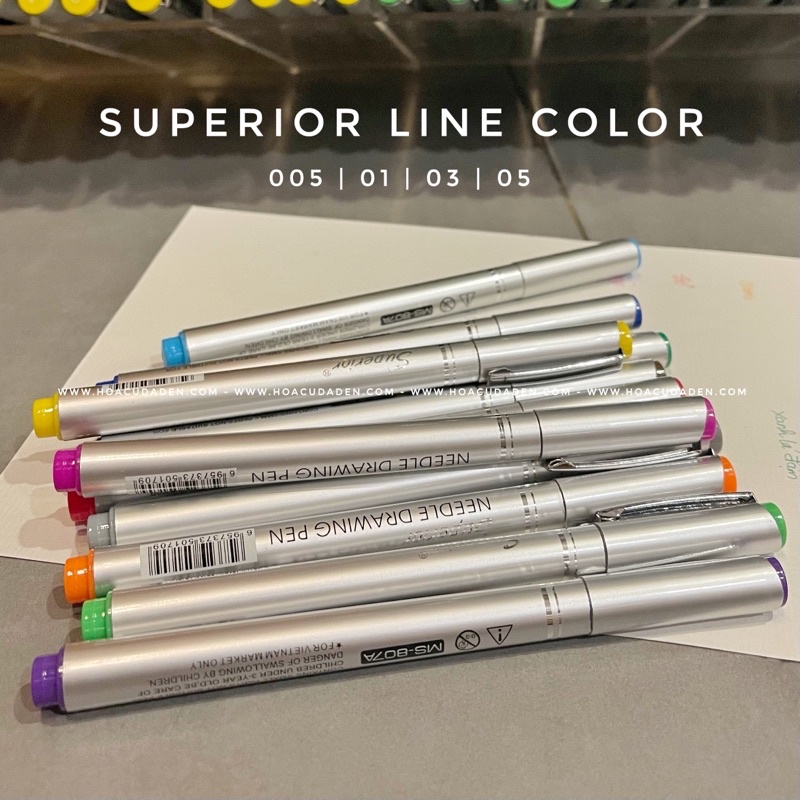 [DA ĐEN] Bút Line Màu (NEW) Kháng Nước Superior