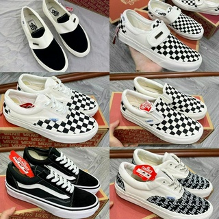 Giày thể thao các mẫu Vans đang hot Caro lười, van quai dán đen, Caro quai dán, dây chữ, Van vault cao cấp