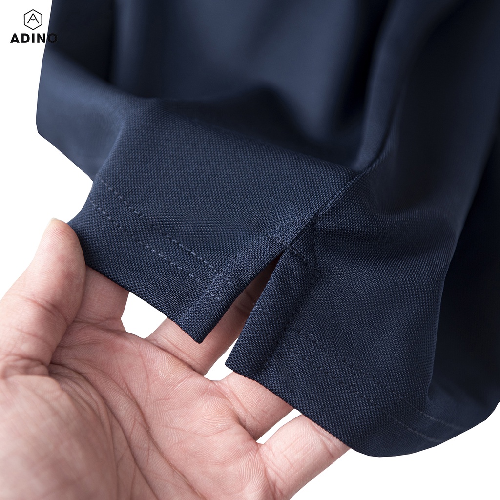 Áo polo nữ màu xanh đen phối viền ADINO vải polyester cotton không bai xù dáng công sở slimfit hơi ôm trẻ trung APN05