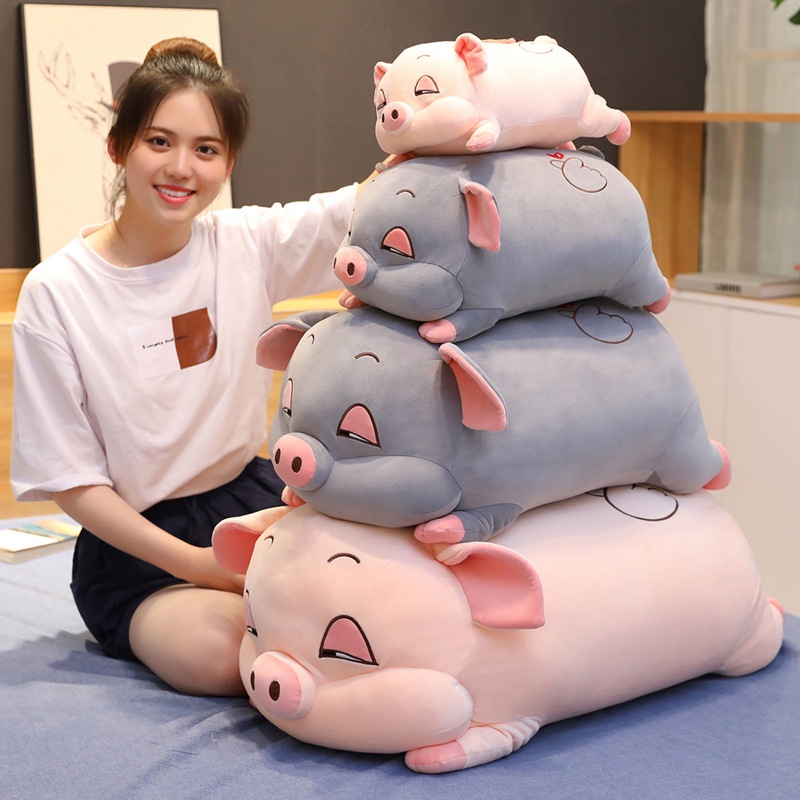 Gối chăn hình heo dễ thương 50cm (chăn 1.6m)