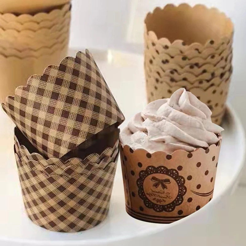 Cốc Giấy Lót Bánh Cupcake/Bánh Nướng/Cupcake Màu Nâu Chống Mỡ