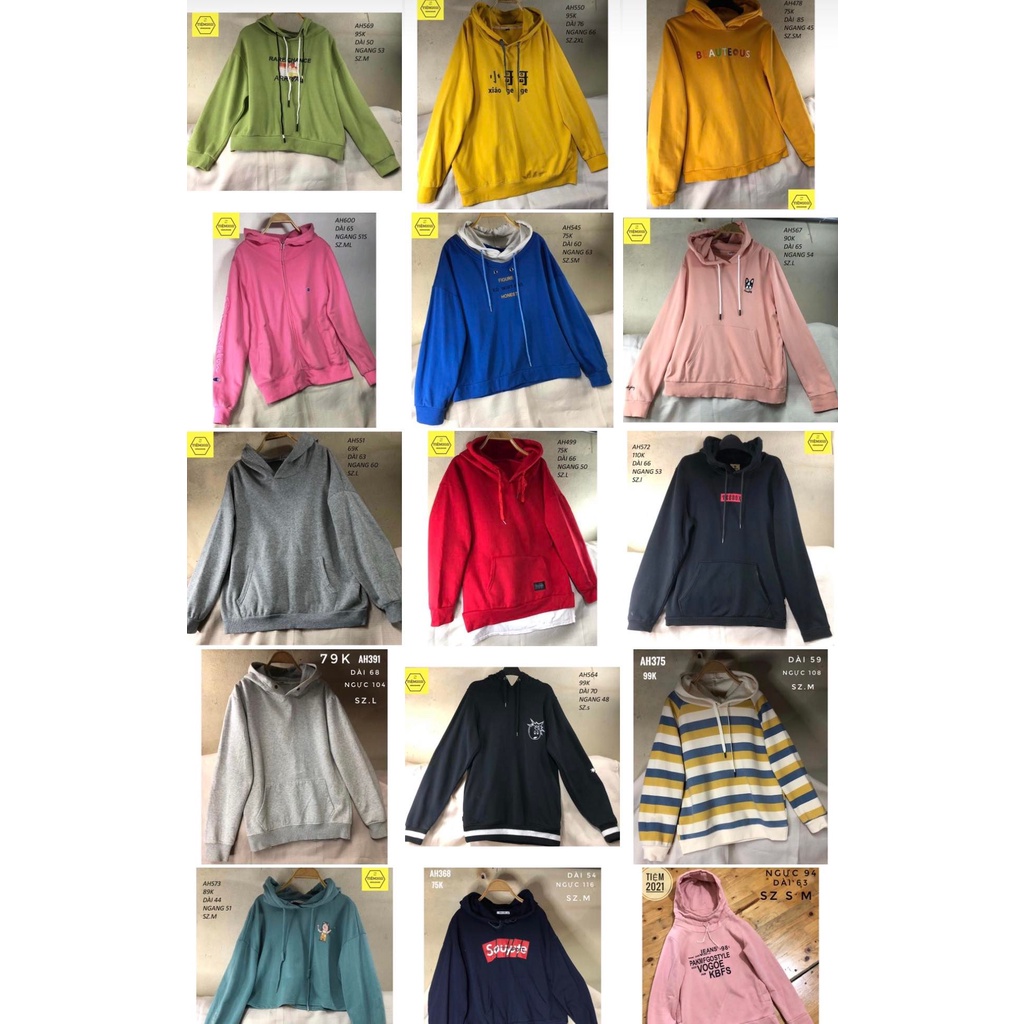 Áo Hoodie, nỉ mũ chất độ mới 85 - 97% form dáng rộng trẻ trung hottrend hàng2hand TIEM2021