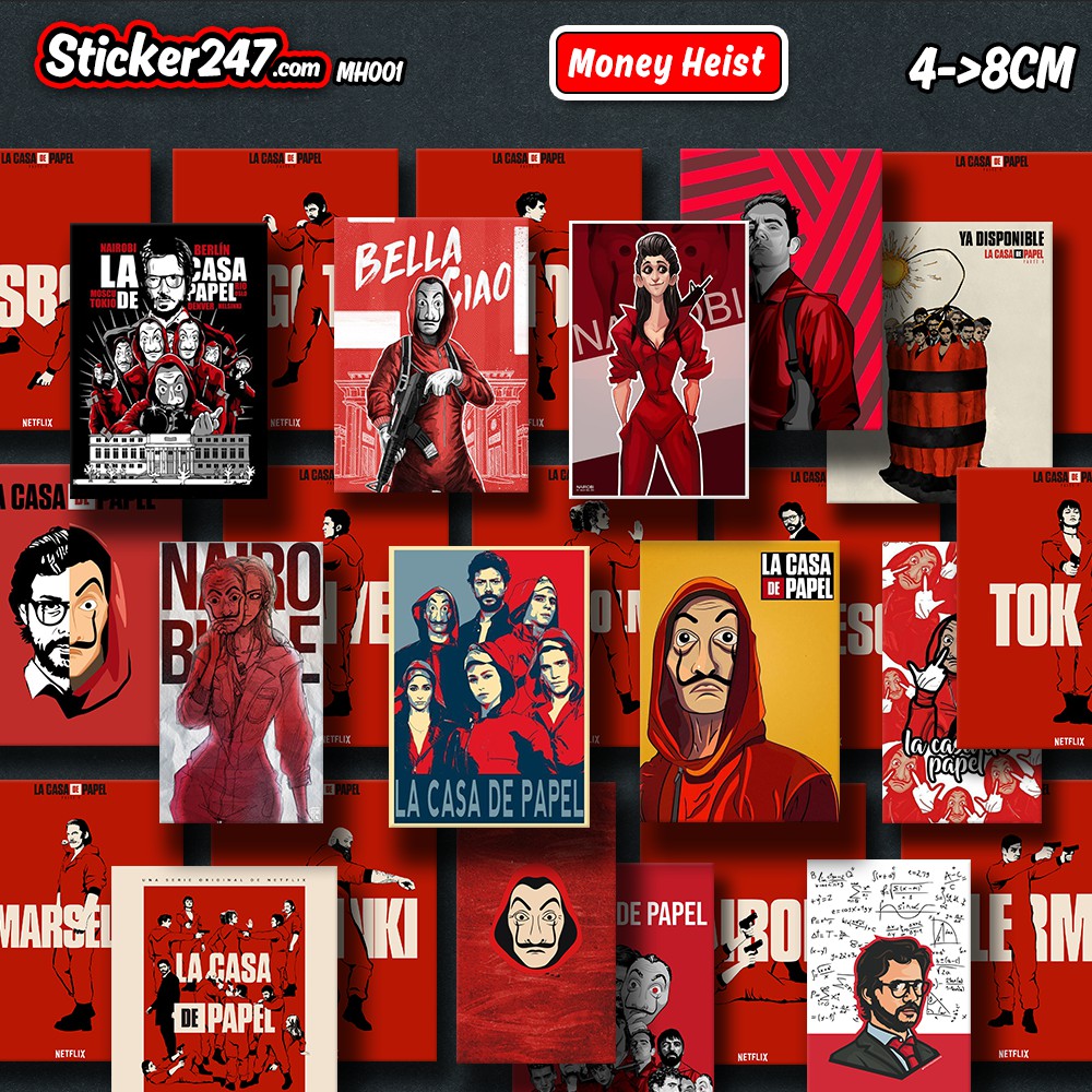 Sticker OBEY Money Heist 𝑭𝒓𝒆𝒆𝒔𝒉𝒊𝒑 chống nước, sticker dán laptop, điện thoại, đàn guitar, mũ bảo hiểm, vali, ipad
