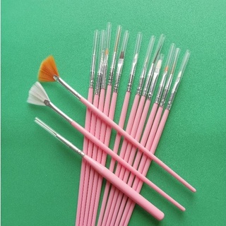 Set cọ vẽ móng mầu hồng-15 cây