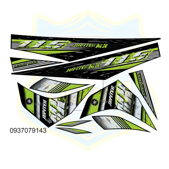 ( Quí khách vui lòng mang ra tiệm cho thợ dán ) Tem jupiter MX xanh đen