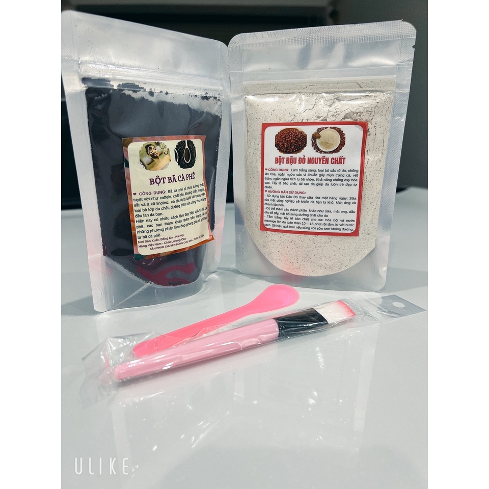 Combo đậu đỏ 100gr+ bã cafe 100g( tặng thìa)