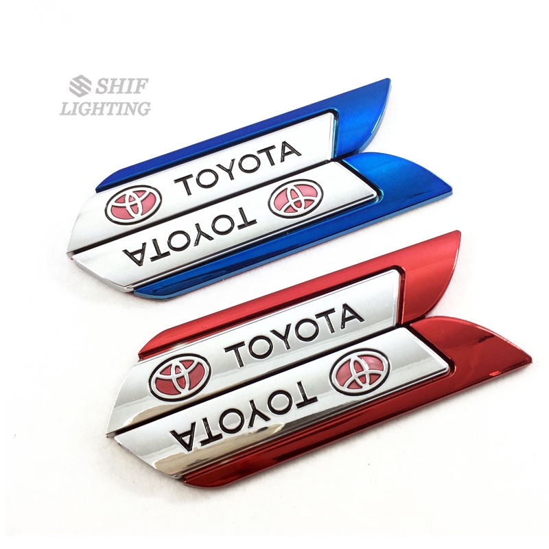 Bộ 2 đề can dán trang trí xe hơi Toyota bằng kim loại