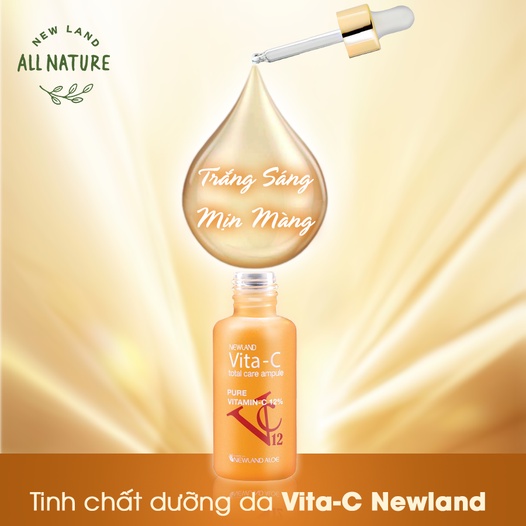 Serum vitamin c tươi tế bào gốc Newland Hàn Quốc, dưỡng trắng da, mờ thâm, nâng cơ