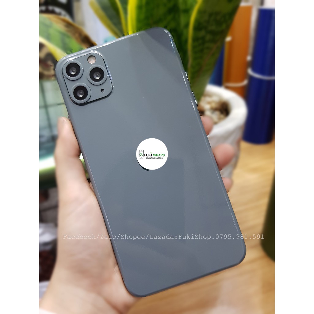Tấm Dán Skin mặt sau Glossy Nardo Grey Full Viền Dành cho 5 6 7 8 6plus 7plus 8plus X XS XR XSMAX 11 PRO MAX