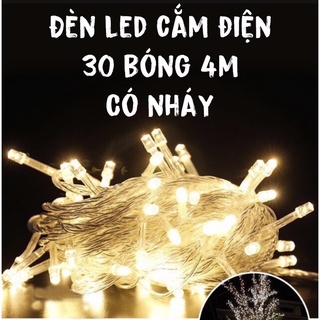 Đèn led trang trí sắc vàng 30 bóng dài 4m có nháy cắm điện, có điều chỉnh kiểu nháy