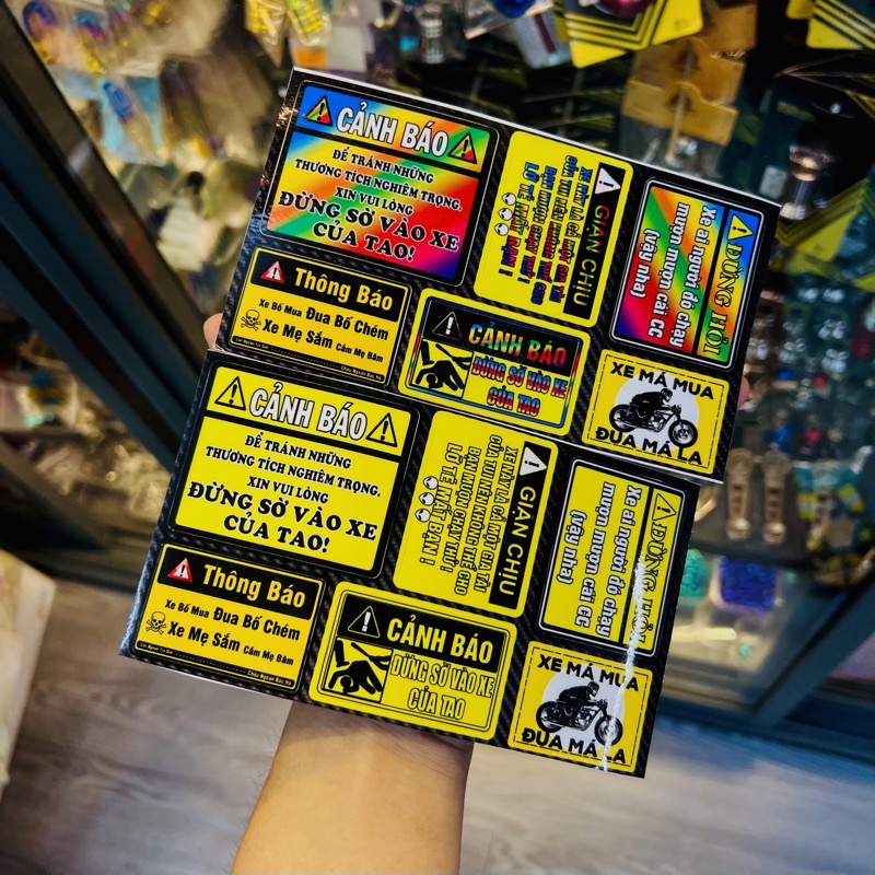 Sét Tem Cảnh Báo Thích Hợp Dán Trang Trí Mọi Nơi Trên Xe