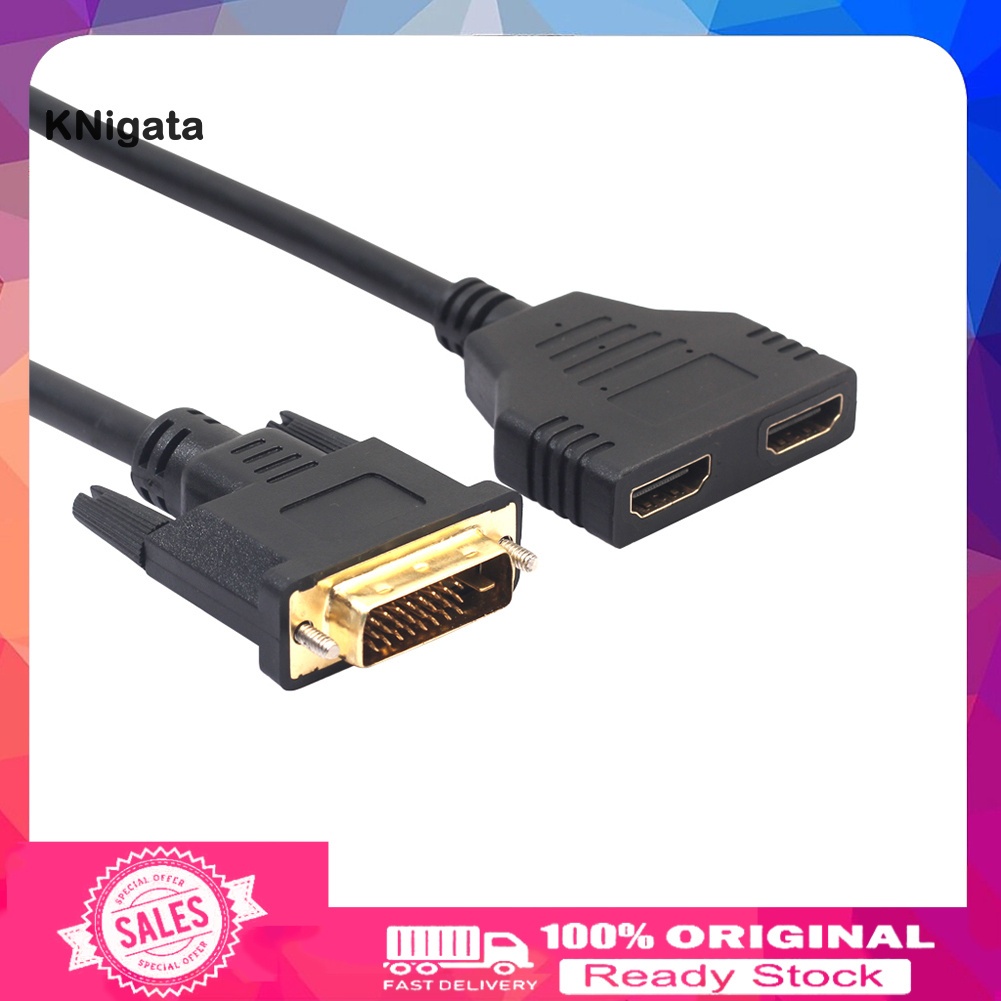 {KNK} Dual HDMI-compatible Female to DVI 24+1 Male Adapter Cable Bi-Directional Converter Wire