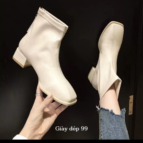(Bốt) giày bốt nữ cổ ngắn da mềm, kéo khoá, đế vuông thời trang cá tính ULzang siêu xinh , hot trend 2021 | BigBuy360 - bigbuy360.vn